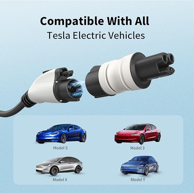 J1772 to Tesla Charger Adapter, 32 Amp / 220V, Compatible with All Tesla Cars, J1772 EV Adapter for Tesla Car Charging