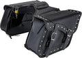 Dream Apparel Naked Cowhide Leather Motorcycle Saddle Bags Studded Throw Over Saddlebags, Motorcycle Side Bags for Honda Shadow Sportster Softail Dyna V-star (Black, With Studs)