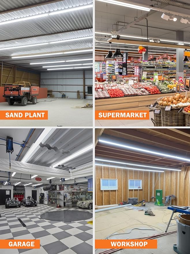 Super Bright New Upgrade Hanging | Surface Mount 8' 120w 5000k 20000lm 8ft Led Shop Light, Linkable Ceiling Lighting Garage Lights | Led Shop Lights 8ft for Garage Workshop Shop Warehouse