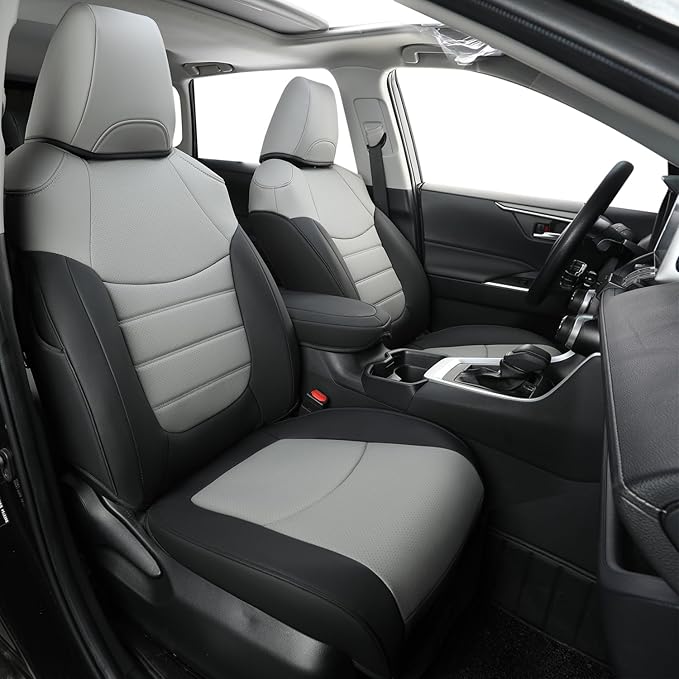 RISINGSTAR Rav4 Seat Covers, fit 2019-2025 Toyota Rav4 XLE LE XLE Premium Limited Base SUV, not for Adventure and TRD-Off(Black&Gray)