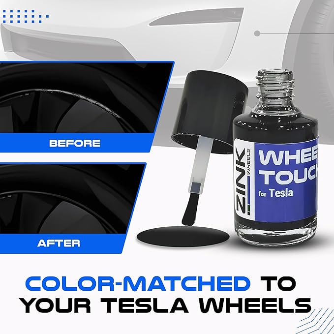 Premium Tesla Wheel Curb Rash Repair Kit for Model Y 19-inch Black Crossflow Rims - DIY Kit with Color-matched Touch Up Paint - Made in USA