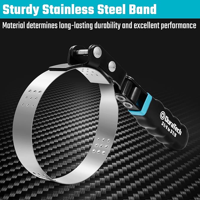 DURATECH Standard Swivel Oil Filter Wrench, Oil Filter Removal Tool, Fits Filters 3-1/4" - 3-7/8", Perfect for Car Repair Tools