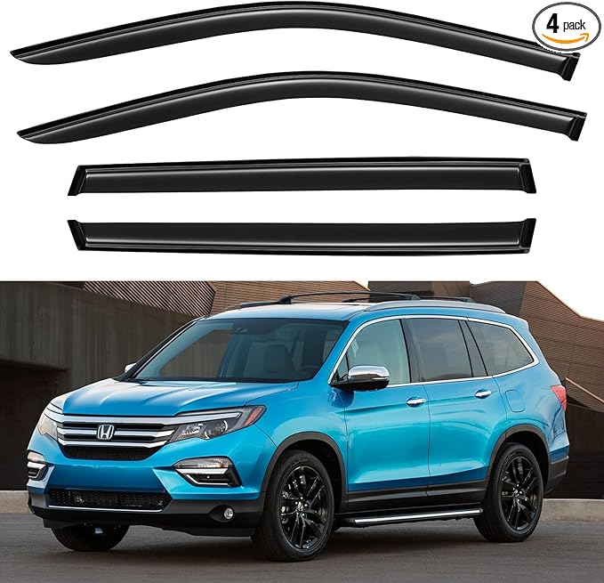 Window Visors Rain Guards for Honda Pilot 2016 2017 2018 2019 2020 2021 2022, Out-Channel Window Vent Wind Deflectors Visors Shades for 16-22 Pilot (Excludes Touring Models)