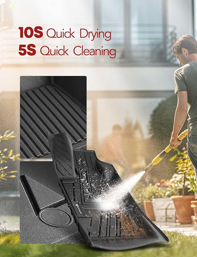 YHTAUTO Floor Mats Fit 2017-2025 Jeep Compass, TPE All Weather Car Mats Waterproof Anti-Slip Odorless Floor Liner, Interior Car Accessories Front & 2nd Row Liner