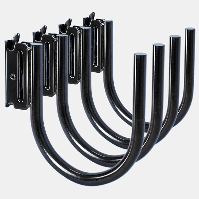 4-Pack 4" E Track J Hooks, Heavy Duty Black Steel Hanger 1,400lbs Break Strength E-Track Tie Down Accessories for Box Truck, Enclosed Trailer, Garage, Vans, Warehouse, Workshop