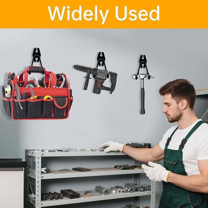 WIN&YING 6 Pack Steel Garage Storage Hooks, Heavy Duty Wall Mounted Storage Hanger, Anti-Slip Tool Organizer for Hanging Ladders, Hose, Bulk Items, Power and Garden