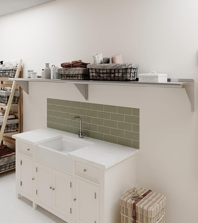 AmGood 96" Long X 12" Deep Stainless Steel Wall Shelf | NSF Certified | Appliance & Equipment Metal Shelving | Kitchen, Restaurant, Garage, Laundry, Utility Room
