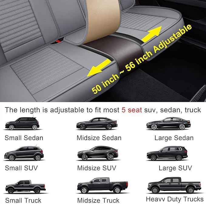 LINGVIDO Car Seat Covers, Breathable and Waterproof Faux Leather Automotive Seat Covers for Cars SUV Pick-up Truck Sedan,Universal Anti-Slip Driver Seat Cover with Backrest (Full Seat, Gray)