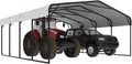 20x20 FT Carport with Metal Roof, Heavy Duty Metal Carport Canopy, Garage Car Shelter Shade for Outdoor, Car, Truck, Eggshell