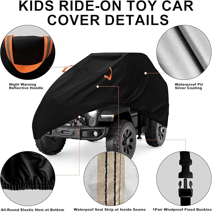 Kids Ride-On Toys Car Cover Waterproof,12/24V Powered Wheels Electric Battery Jeep Car Outdoor Protective Covers for Toddler Big Kids Children Tractor Truck Vehicle,All Weather Protection,55x33x32