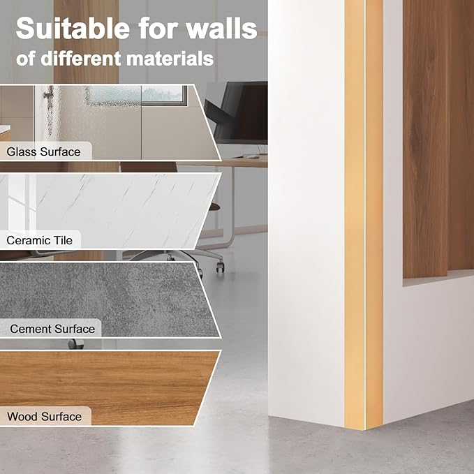 4PCS 45" Aluminum Metal Corner Protectors, Self Adhesive Corner Guards, Metal Wall Edge Protector Strip, Furniture Corner Protectors, Wall Cabinet Baseboard Decoration 45" x 2" (Copper Gold)