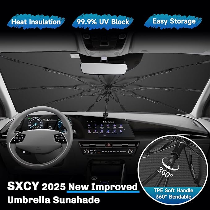 SXCY for 2023 2024 2025 Kia NIRO Windshield Umbrella Sunshade [Easier Foldable] for 2025 Kia NIRO Accessories 2025 NIRO Sunshade Umbrella for 2025 NIRO Windshield Sun Shade Umbrella