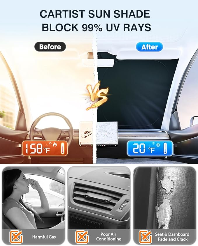 Cartist 5-Layer Windshield Sun Shade Custom Fit for Kia Sportage 2023 2024 2025 Accessories Foldable Car Front Window Sunshade Sun Visor Protector