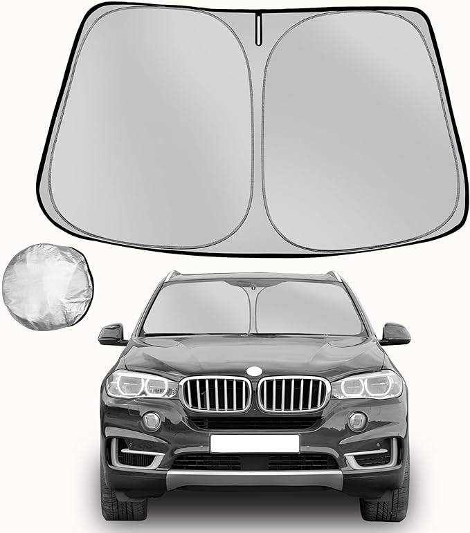 Windshield Sun Shade for 2014-2018 BMW X5 Foldable Sun Sunshade for Car Front Window Blocks UV Rays and Heat Automotive Interior Protector Custom Fit Accessories
