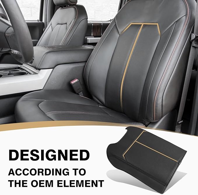 Muslogy Center Console Armrest Cover Compatible with Ford F250 F350 F450 2017-2022 Super Duty Comfort Armrest Pad Arm Rest Cushion Vegan Leather Protector Regular Thick(Bucket Seat ONLY)