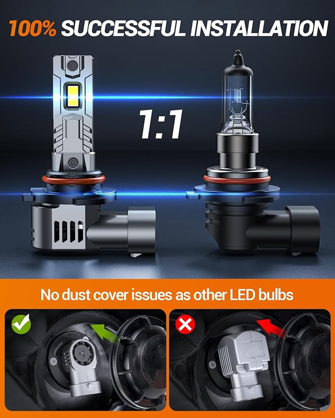 SEALIGHT 𝟗𝟎𝟎𝟓/𝐇𝐁𝟑 Bulbs, 𝟑𝟎𝟎𝟎𝟎𝐋𝐌 Cool White Light, High-Performance LED Lights with 15,000RPM Cooling Fan, Easy Plug-and-Play, Pack of 2