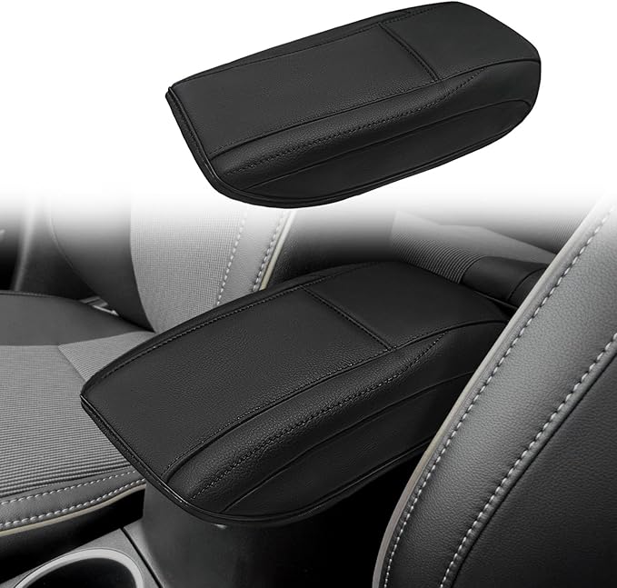 Muslogy Center Console Armrest Cover Compatible with Toyota Corolla 2014-2019 Comfort Armrest Pad Arm Rest Cushion Vegan Leather Protector Regular Thick