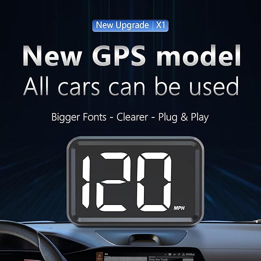 GPS Digital Speed Meter with MPH, Car Head Up Display for All Cars, USB Cable Plug & Play