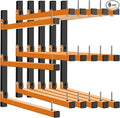 Lumber Rack Wall Mount, Heavy Duty Wood Storage Racks, 9-Level System Garage Shelving, 1080 Lbs Capacity Organizer Shelves, Folding Orange Brackets, 6 Pack Hanging Metal Shelf for Indoor and Outdoor