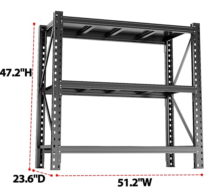 Storage Rack, Heavy Duty Metal Garage Shelving, 5 Tier Adjustable Utility Shelf, Industrial Storage Rack For Garage, Storage Racks Organizer for Basement and Workshop, 51.2"W×47.2"H×23.6"D, Black