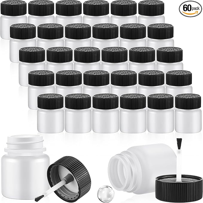 Maxcheck 60 Pcs Empty Touch Up Paint Bottles Container 1oz 30ml Reusable Small Paint Bottles with Brush Applicator and Mixing Ball for Fix Chips Scratches Auto Car