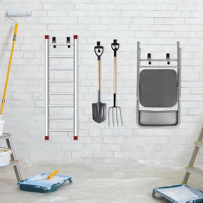Garage Storage Mechanism Wall Mounted, Folding chair storage rack,Garden Tool Rack Manager Heavy-Duty Folding Chair, Suitablefor Car Tires, Ladders, Chairs, Strollers (Black (2-pack))