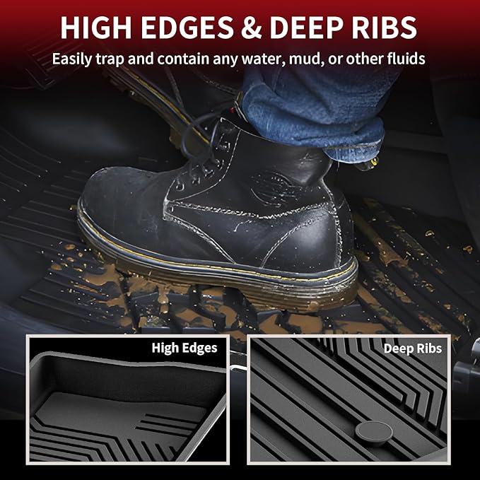 LASFIT Floor Mats for Toyota RAV4 2019-2024 2025(Not Fit Hybrid) All Weather Mats for Toyota RAV 4 LE/XLE/Limited/TRD/Adventure TPE Custom Fit Floor Liner Front and Rear 2 Row Car Mats, Black