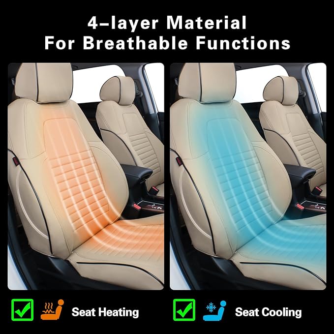 EKR Accord Car Seat Covers for Honda Accord EX-L,Touring,Sport,EX,Hybrid 2018 2019 2020 2021 2022(Rear Row 40/60 Split Backrest),Car Seat Protector,Waterproof Automotive Seat Covers,Leather(Beige)