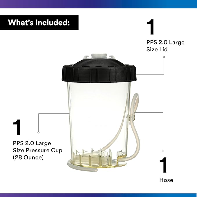 3M PPS 2.0 H/O Pressure Cup with Air Hose, 26124, Large, 28 Ounces, Use with 3M Accuspray HGP Spray Gun for Thick High-Viscosity Latex Paints, Varnishes, Coatings and Primers, 1 Pack