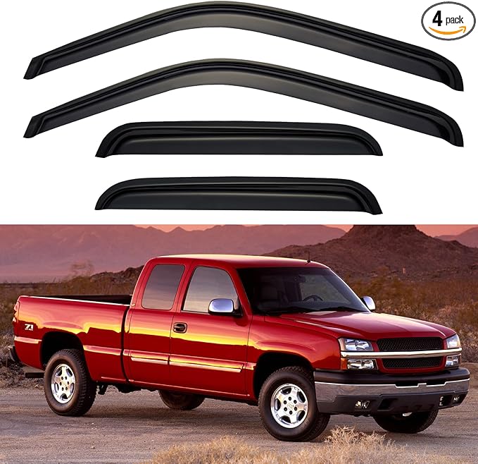 Window Visors Rain Guards for 1999-2006 Chevy Silverado/GMC Sierra 1500/2500/ 3500/ 2500HD, Window Vent Wind Deflectors Visors Shades for 2007 Silverado/Sierra Classic Model - Extended Cab