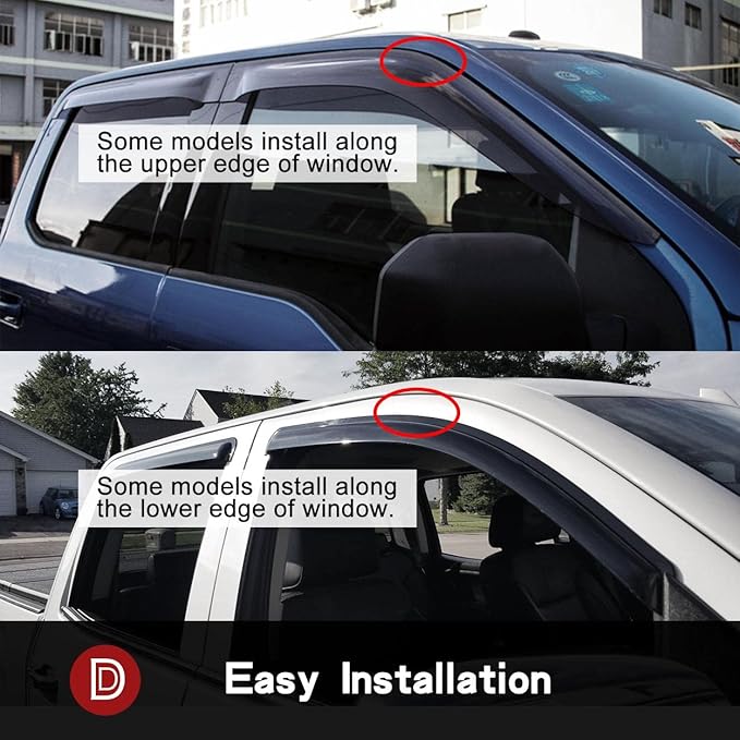 Side Wind Deflector Window Visors fit for 2011-2015 Chevrolet Cruze & 2016 Cruze Limited, 4pcs Out-Channel Tape-On Dark Smoke Nice Sun Rain Guards Set 94611
