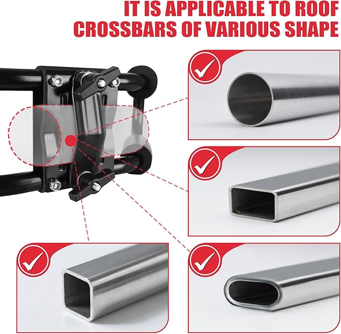FORWODE Premium Kayak Roof Rack, 2 Pair J-Bar Roof Rack, Folding Adjustable Rack, Heavy Duty Kayak Roof Carrier 2 Kayak, Canoe, SUV, Surfboard on SUV, Car and Truck Crossbar (4 pcs)