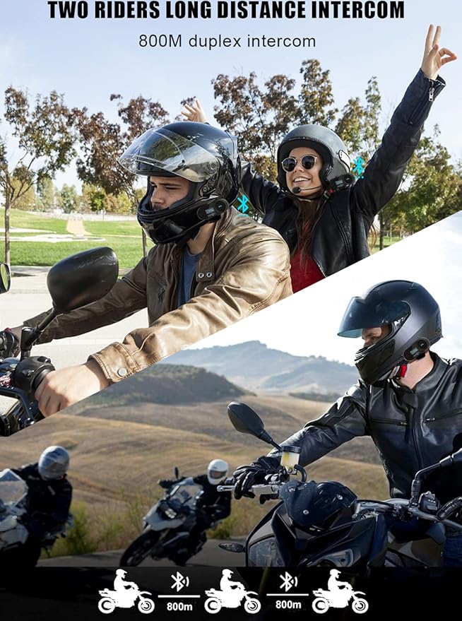 FreedConn 1pcs TCOM-SC Bluetooth Motorcycle Headset,2-3 Riders Helmet Bluetooth Intercom, Universal Communication Systems with Music Sharing/LCD Screen/FM Radio/Mobile Phone/GPS/Waterproof