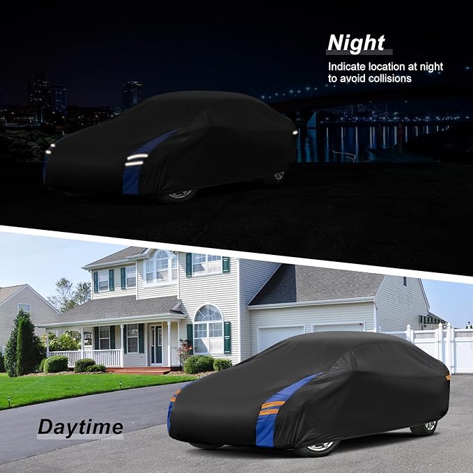 Car Cover Waterproof All Weather for Automobiles, Full Exterior Covers for Sedan & Coupe (166-178 inch) Universal Fit for BMW Z4, Prosche 718 Boxster, etc. Rain Winter Sun Snow Protection.