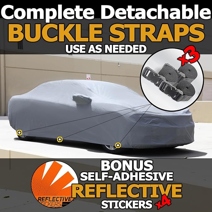 All Weather Waterproof car Cover Good for rain Snow uv Protection dust Large-Size Sedan Grand Prix 300 Charger Impala Regal MKZ Lacrosse LS Gray