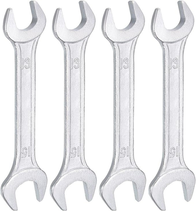 HARFINGTON 5pcs Double Open End Wrench 13mm x 15mm Metric 15 Degree Offset Angle Small Flat Head Wrench Galvanizing Open Ended Spanner for Automotive Repair Furniture Assembly