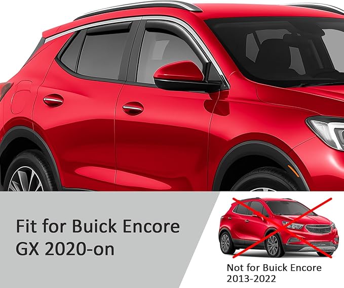 Voron Glass in-Channel Extra Durable Rain Guards for Buick Encore GX 2020-2025, Window Deflectors, Vent Window Visors, 4 Pieces - 200703