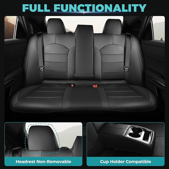 for Toyota Camry Seat Covers Hybrid LE SE 2018 2019 2020 2021 2022 2023 2024 - Custom Car Seat Covers Full Set, Breathable Leather Seat Cover for Cars, Waterproof Cushion Protectors, Black