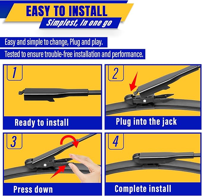 2 wipers Replacement for Toyota Tundra 2007-2020 Toyota Sequoia 2008-2020, Windshield Wiper Blades Original Equipment Replacement - 26"/23" (Set of 2) Pinch Tab