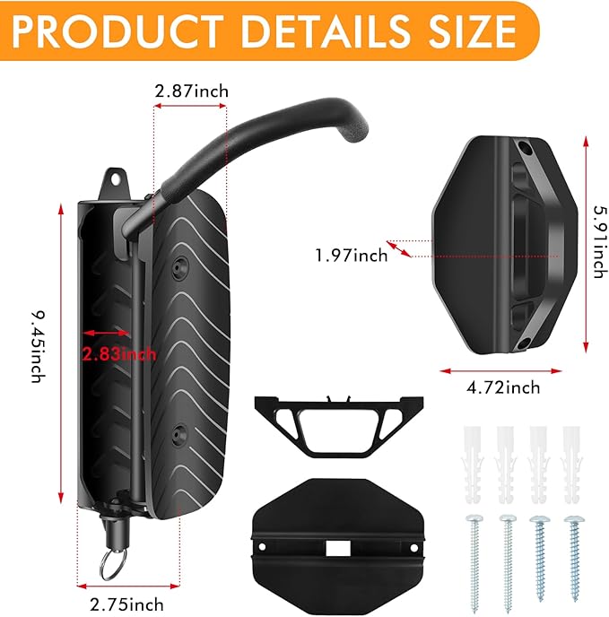 Swivel Bike Wall Mount, Bike Wall Hanger and Hooks, Hanging Bike Rack for Garage, Wall Bike Rack Easy to Load and Unload Can Hold Up to 77 lbs, 2 Pack, Black