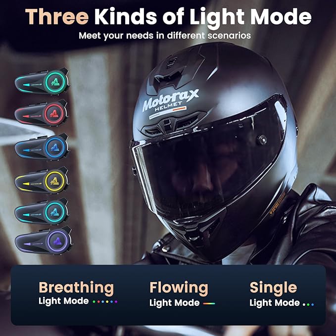 1200mAh Motorcycle Helmet Bluetooth Headset with Voice Assistant,Helmets Headset with IP66/V5.3/HI-FI Stero/Noise Reduction for Motorcycle Helmets,Single Ski/ATV/Bike