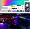 Dream+Color Acrylic Interior Car LED Strip Light with Wireless APP, RGB 10 in 1 with 175 inches 593 Neon Ambient Lighting Kits, Dynamic Chasing Music Sync LEDs Fiber Optic Strip Lights for Car
