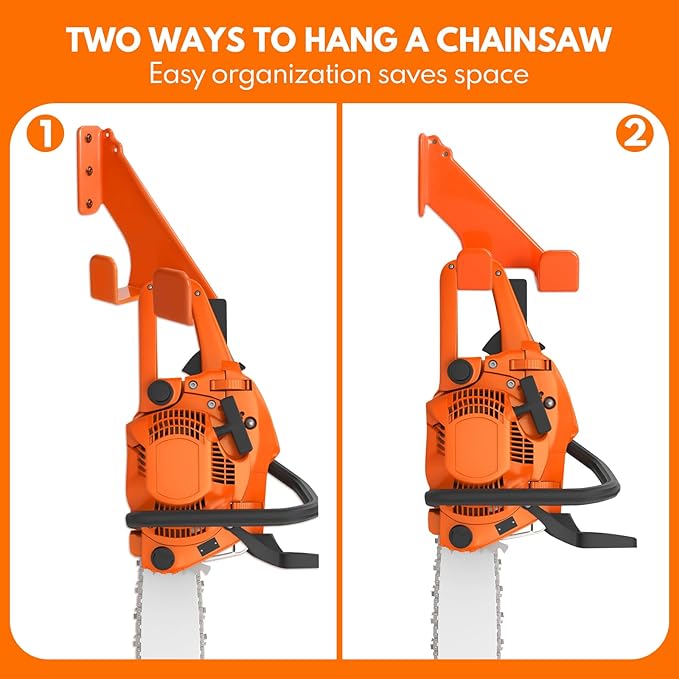 Chainsaw Hanger,2pcs Ideal for Adult Garage Tool Organizer. This Chainsaw Accessory Rust Proof Alloy Steel Construction with Powder Coating, Perfect Wall Mount Solution for Your Chainsaw.(orange)