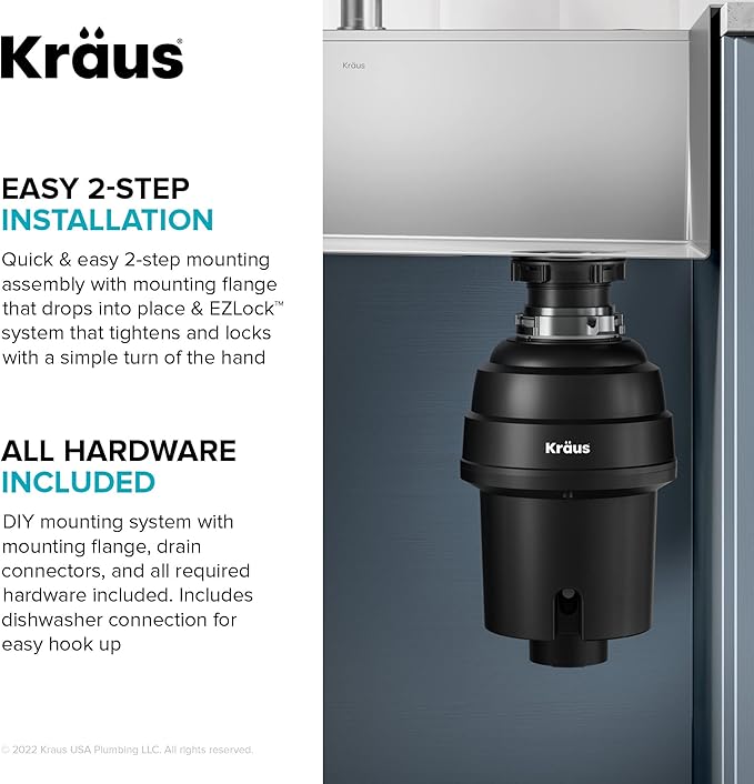 KRAUS Kore Workstation 30-inch Undermount 16 Gauge Stainless Kitchen Sink, Single Bowl Kitchen Sink with 1 HP Garbage Disposal,KWU110-30-100-100MB