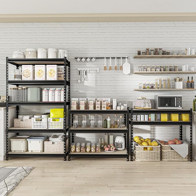 5-Tier Adjustable Metal Storage Shelves Heavy Duty Garage Shelving, 72" H x 36" W x 16" D Shelving Unit Rack for Kitchen, Classroom, Dormitory, Basement & Warehouse