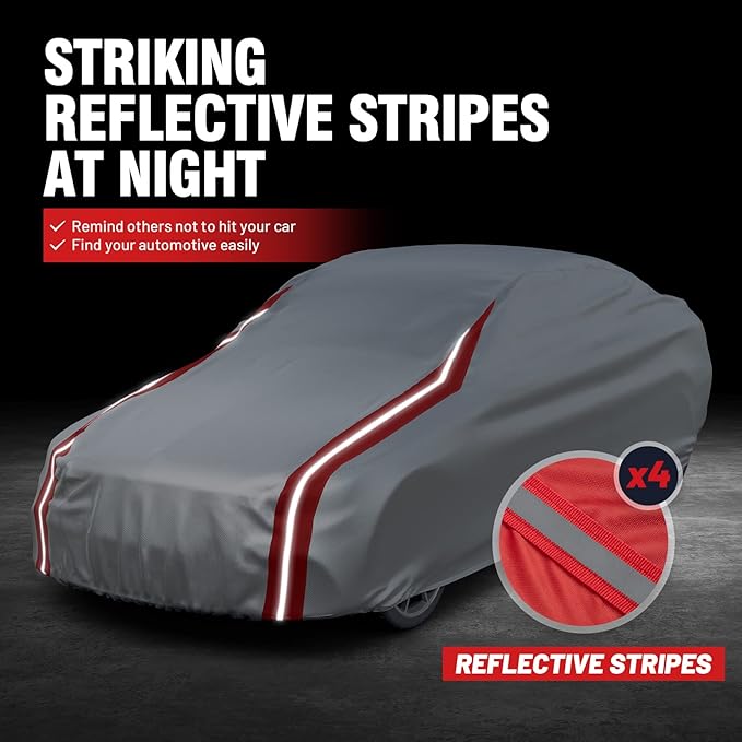 Favoto Sedan Car Cover Waterproof - Custom Fit for Toyota Corolla (1996-2024) All Weather for Automobiles Outdoor with Reflective Stripe Snow Sun Dust UV Protection Full Exterior Cover