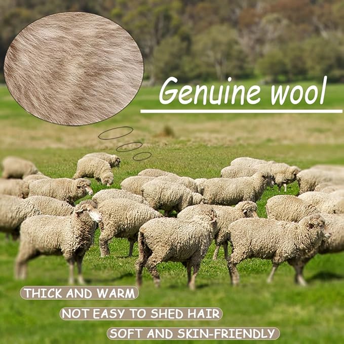 Genuine Wool Car Seat Cushion Comfort Style，Adorable Sheep Shaped Cushion for Car Seats & Chairs Natural Cute Wool Seat Soft Cover Universal Fit (1PC) (Dark Grey)