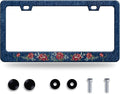 Flower Blue Jean Design License Plate Frame Personalized License Plate Stainless Steel Parts Funny License Plate Decorative with Screws Size 12.3" x 6.3" Men Women