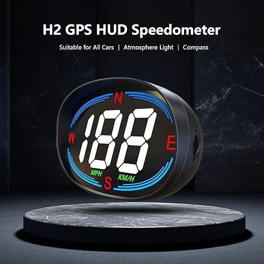 H2 GPS Speedometer Digital Speedometer GPS HUD Universal All Cars Head Up Display Vehicle Speed Compass MPH KMH Speed Gauge Plug and Play