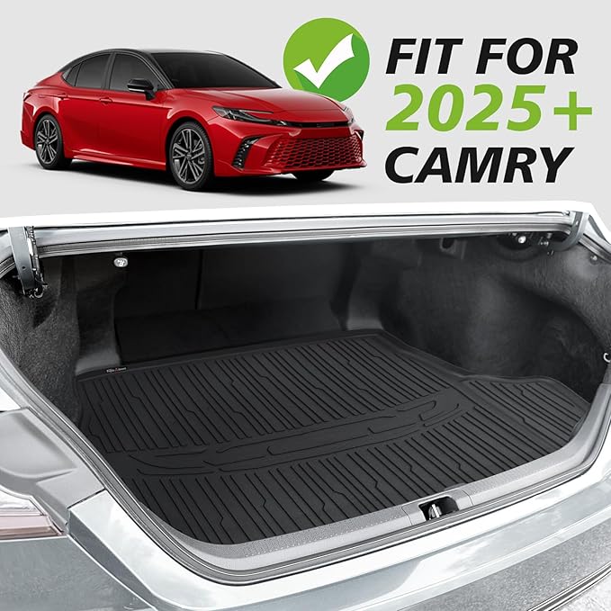 TripleAliner Trunk Floor Mat All Weather Liners Compatible with 2025 Toyota Camry (Include Hybrid) Accessories TPE Carpets Trunk Liner TPE Custom Fit Protection Car Mats